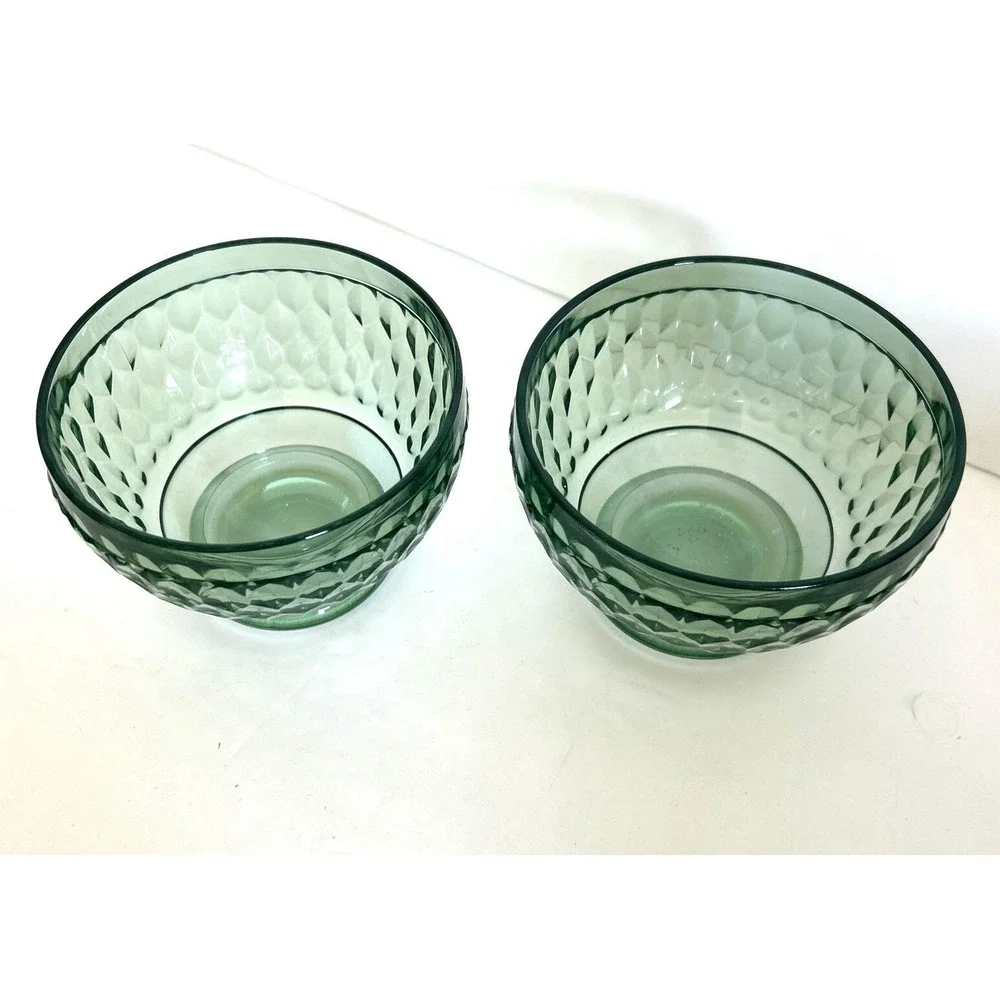 Villeroy Boch ‎ Boston Green Crystal Fruit Dessert Bowls - Set of 2 EUC